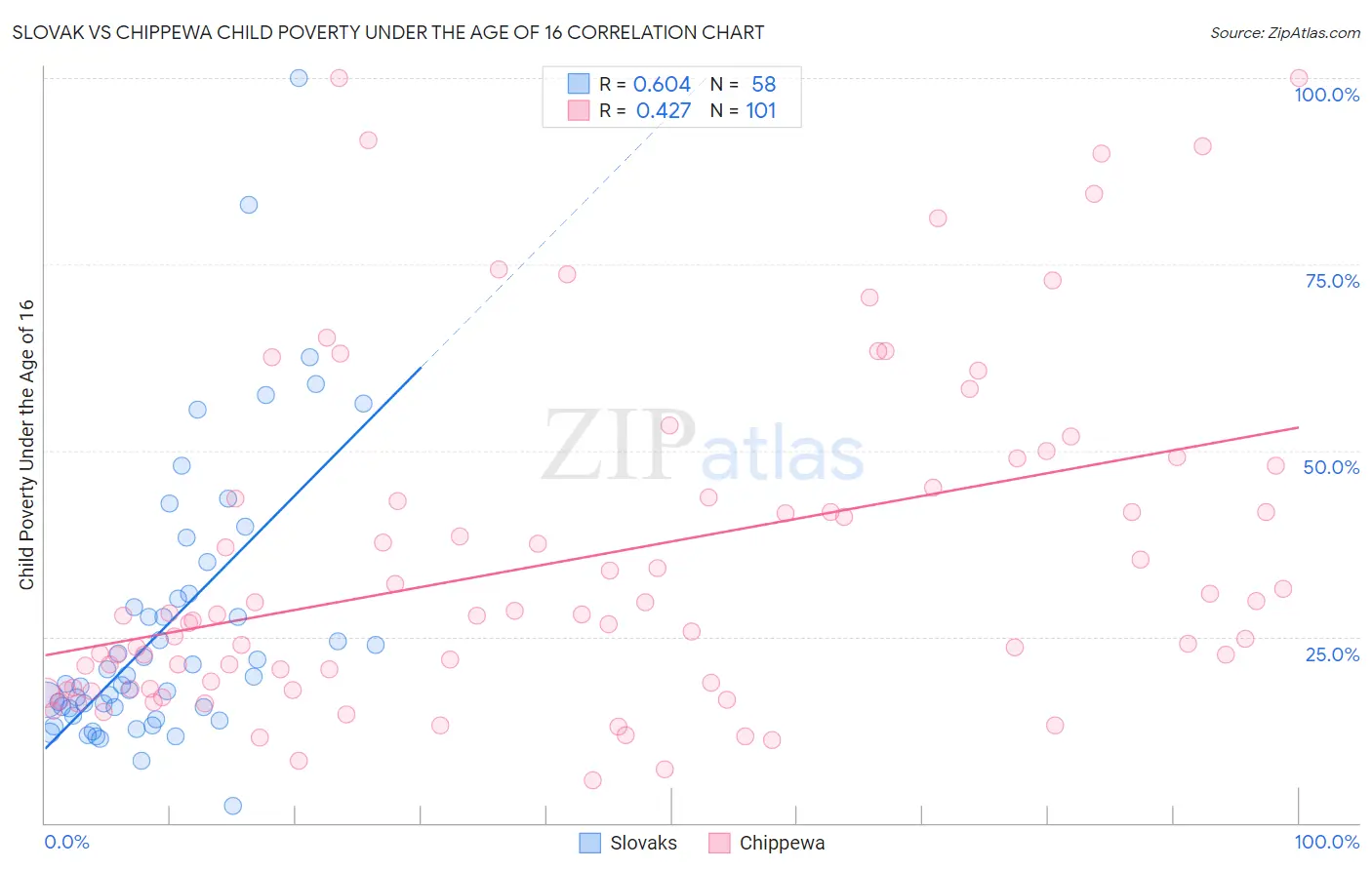 Slovak vs Chippewa Child Poverty Under the Age of 16
