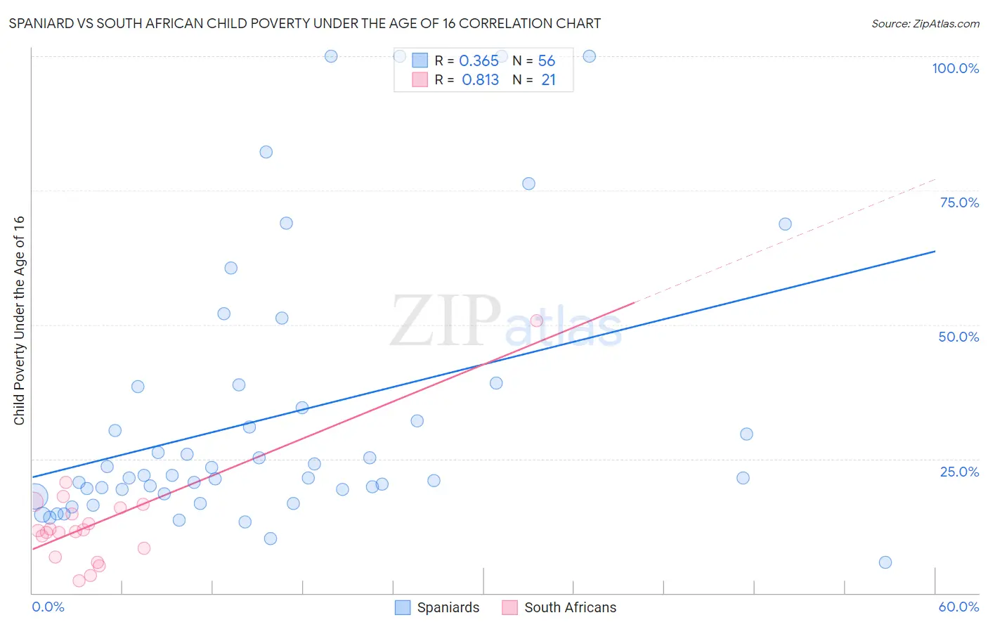 Spaniard vs South African Child Poverty Under the Age of 16