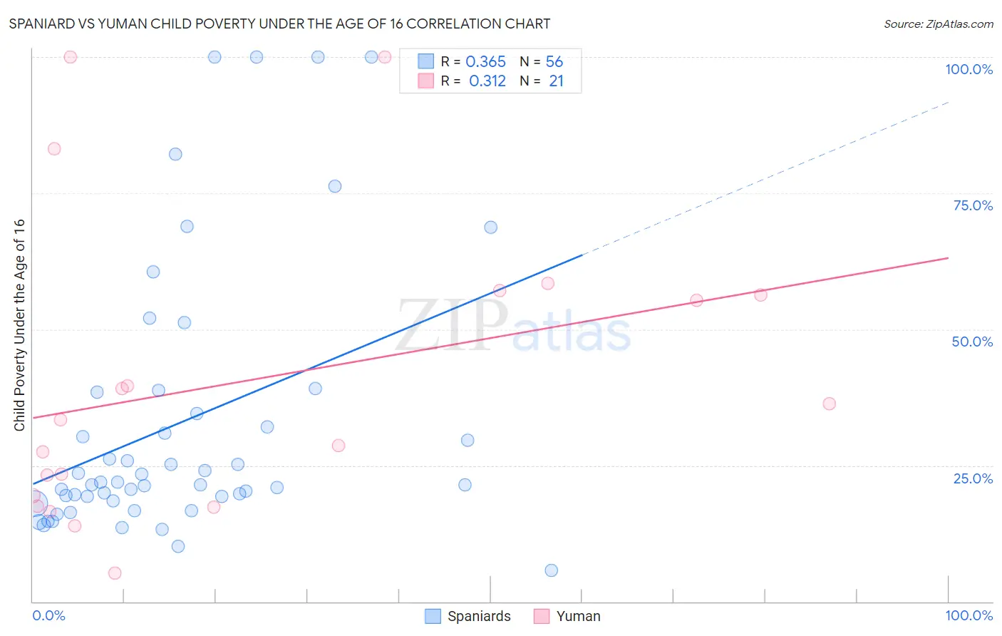 Spaniard vs Yuman Child Poverty Under the Age of 16