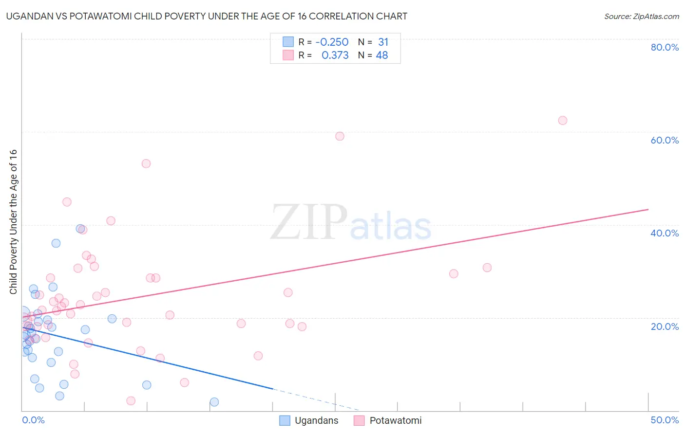 Ugandan vs Potawatomi Child Poverty Under the Age of 16