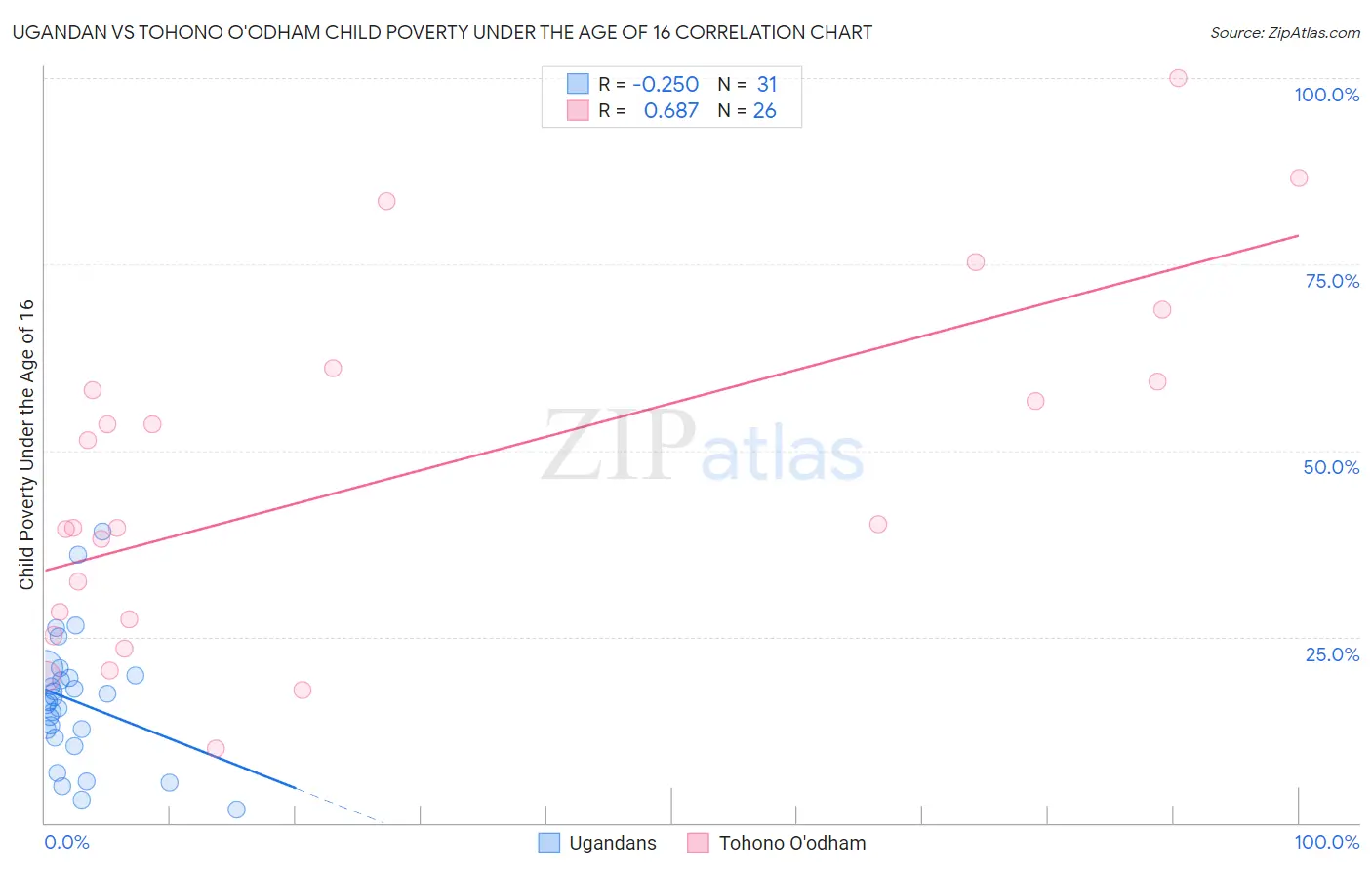 Ugandan vs Tohono O'odham Child Poverty Under the Age of 16