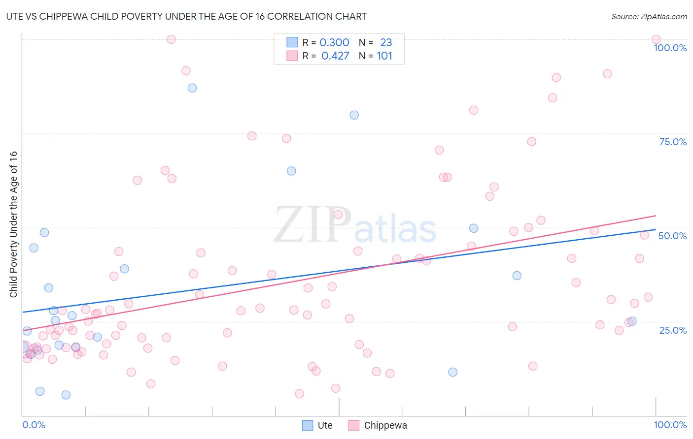 Ute vs Chippewa Child Poverty Under the Age of 16