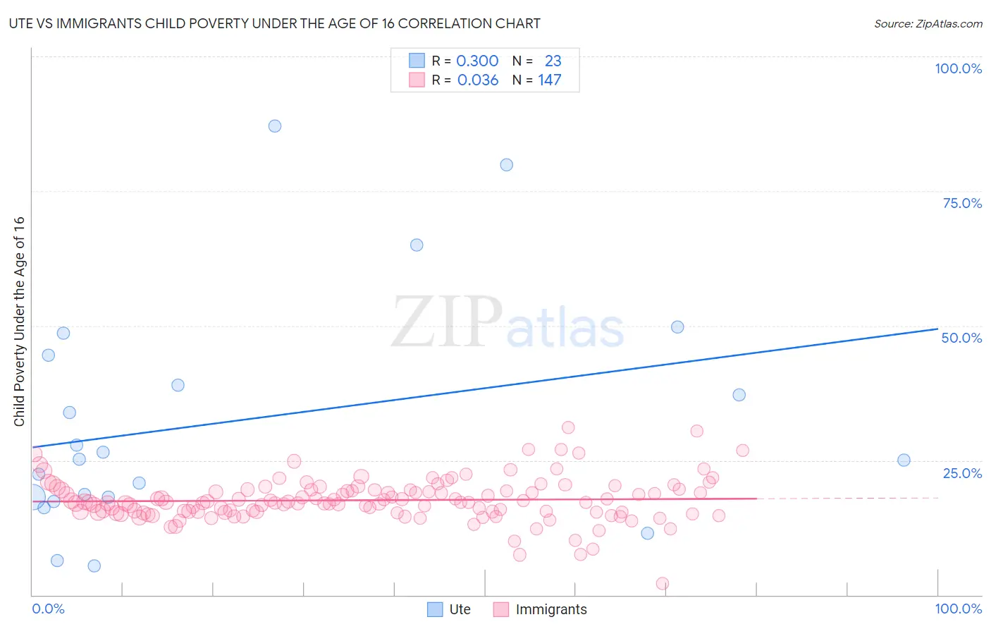 Ute vs Immigrants Child Poverty Under the Age of 16