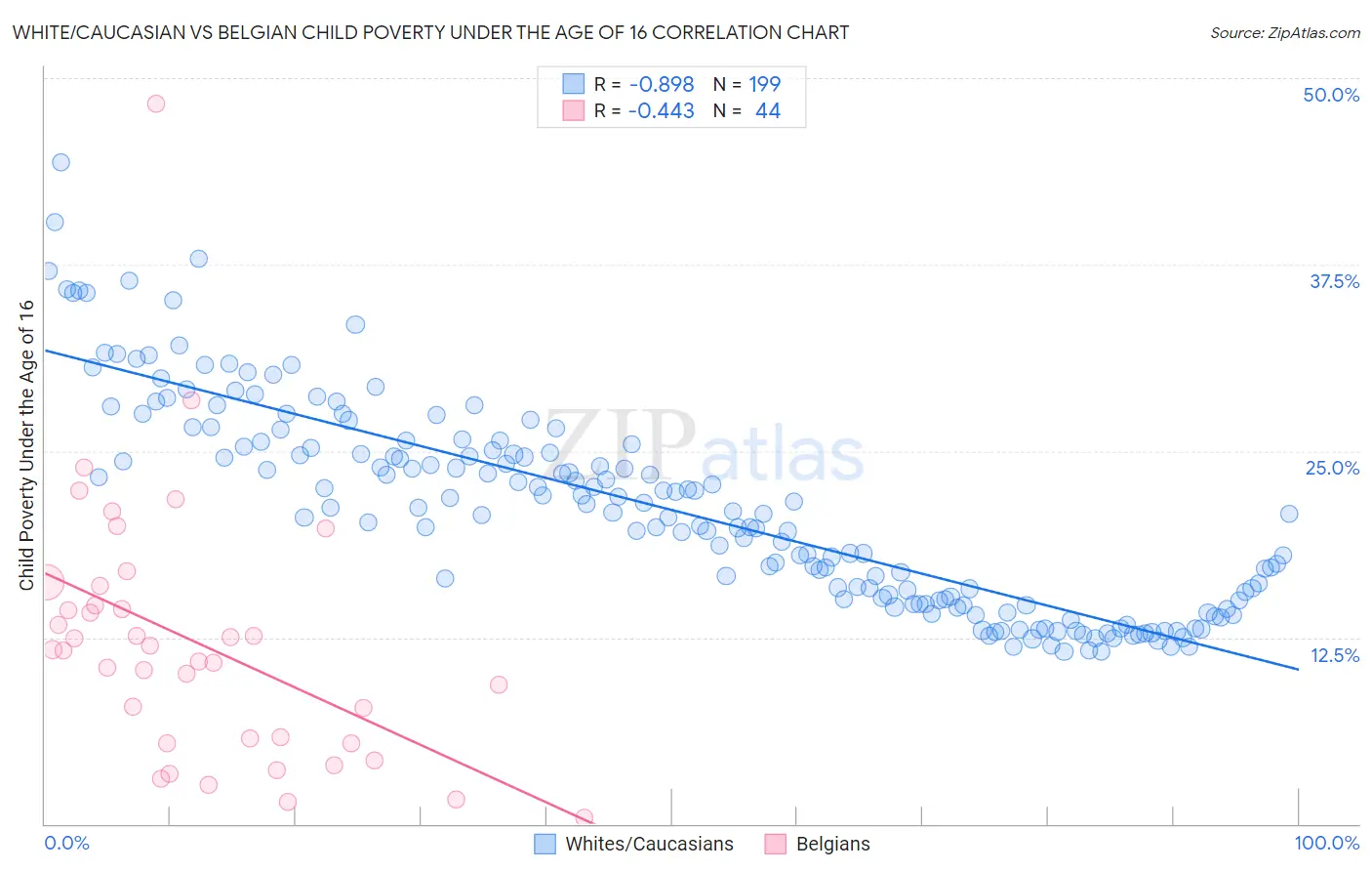 White/Caucasian vs Belgian Child Poverty Under the Age of 16