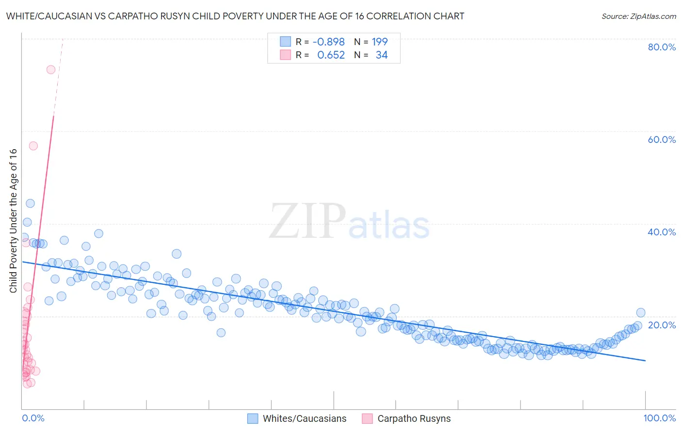 White/Caucasian vs Carpatho Rusyn Child Poverty Under the Age of 16