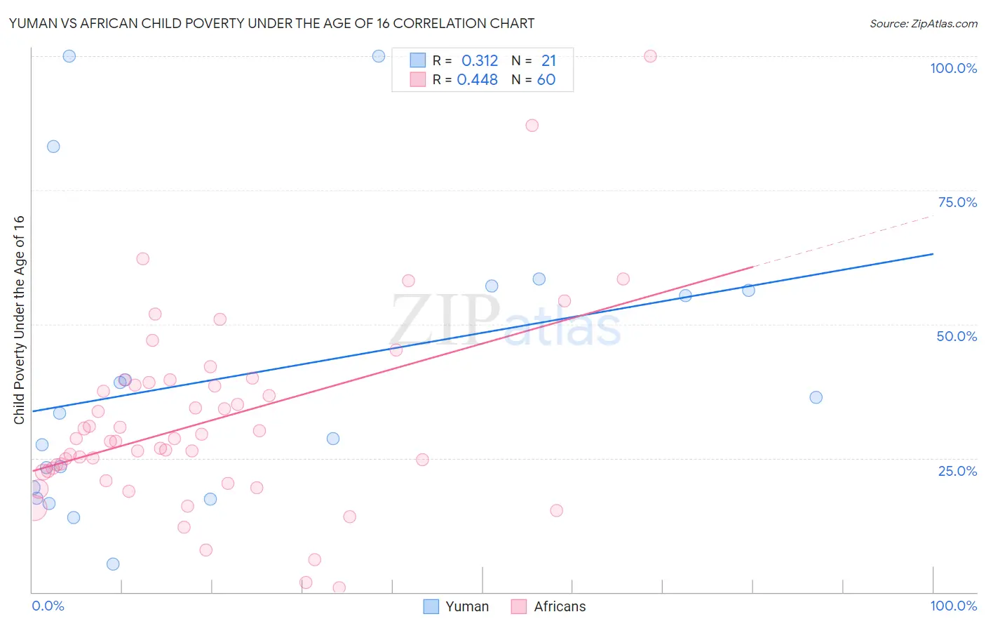 Yuman vs African Child Poverty Under the Age of 16