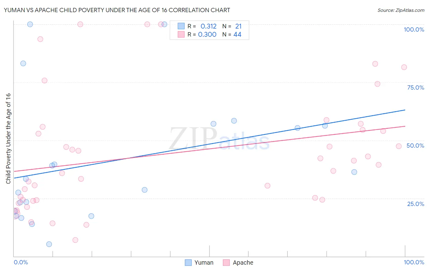 Yuman vs Apache Child Poverty Under the Age of 16