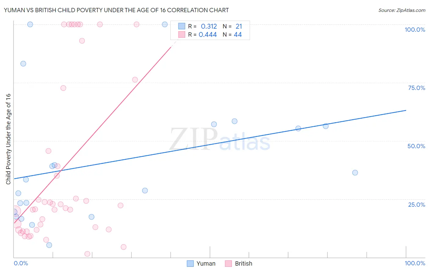 Yuman vs British Child Poverty Under the Age of 16