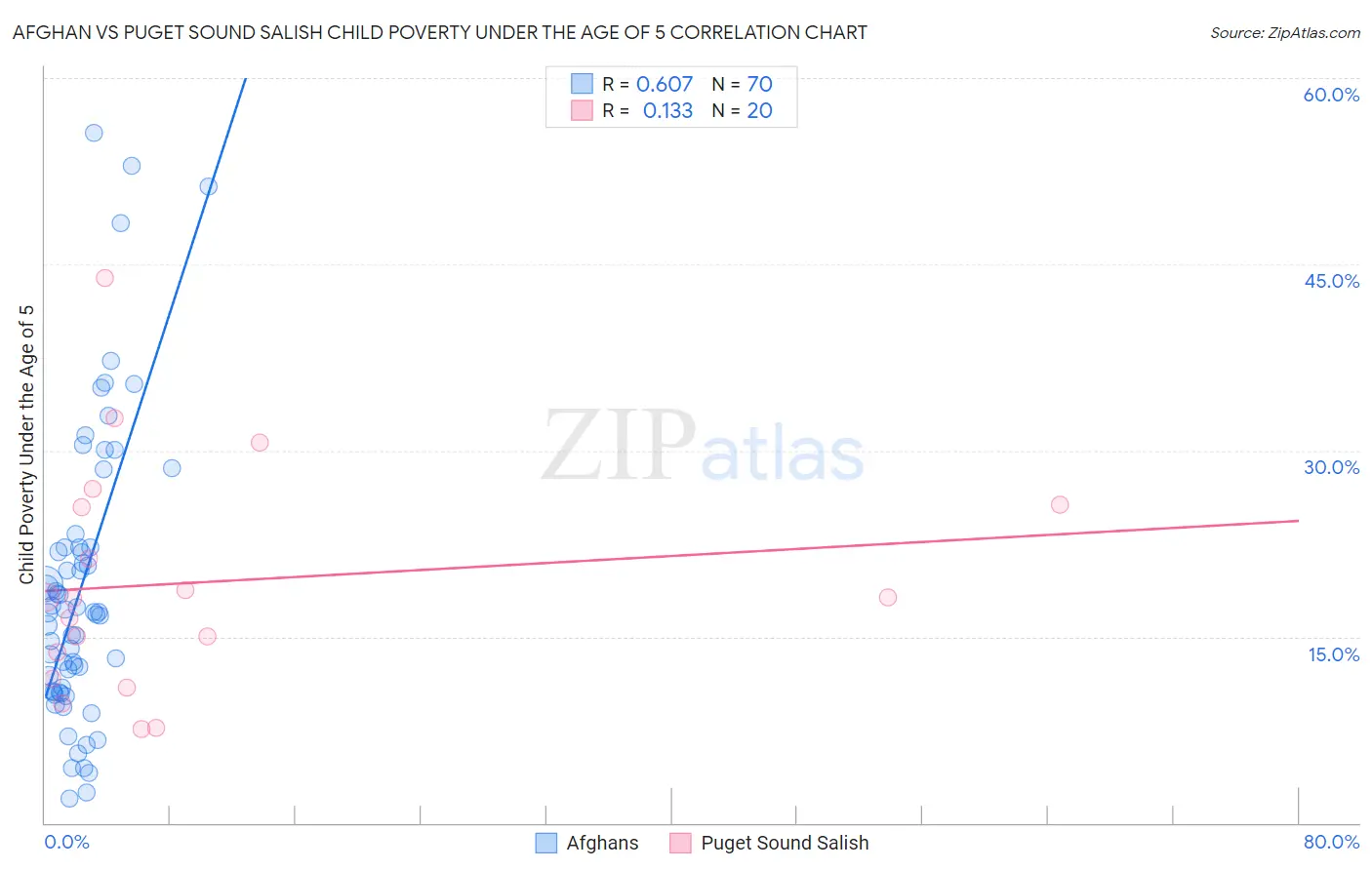 Afghan vs Puget Sound Salish Child Poverty Under the Age of 5