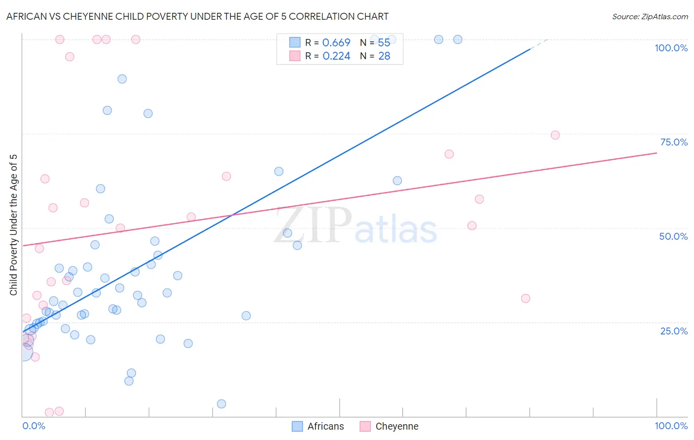 African vs Cheyenne Child Poverty Under the Age of 5