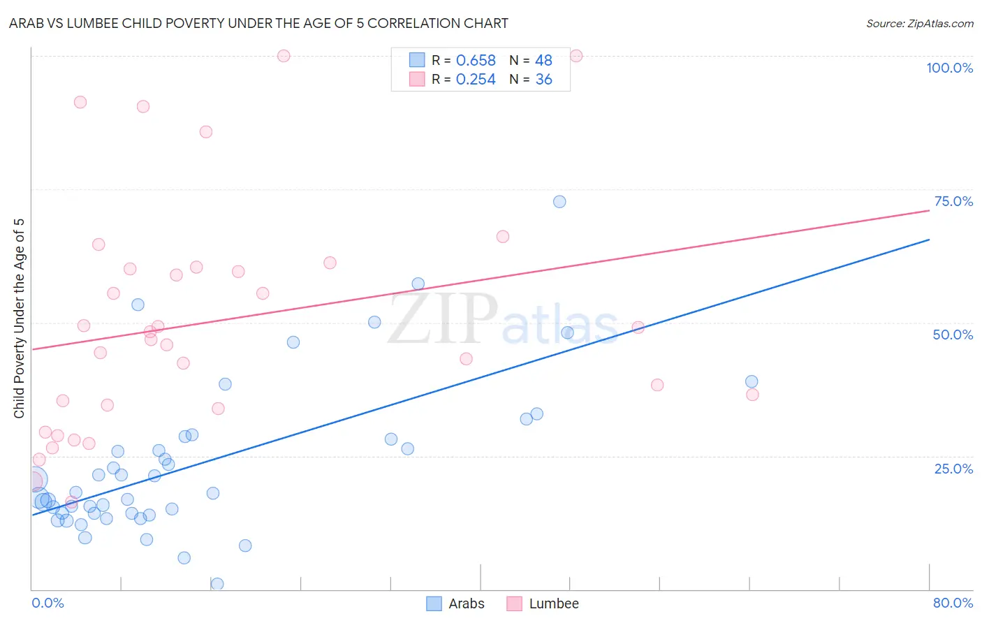 Arab vs Lumbee Child Poverty Under the Age of 5