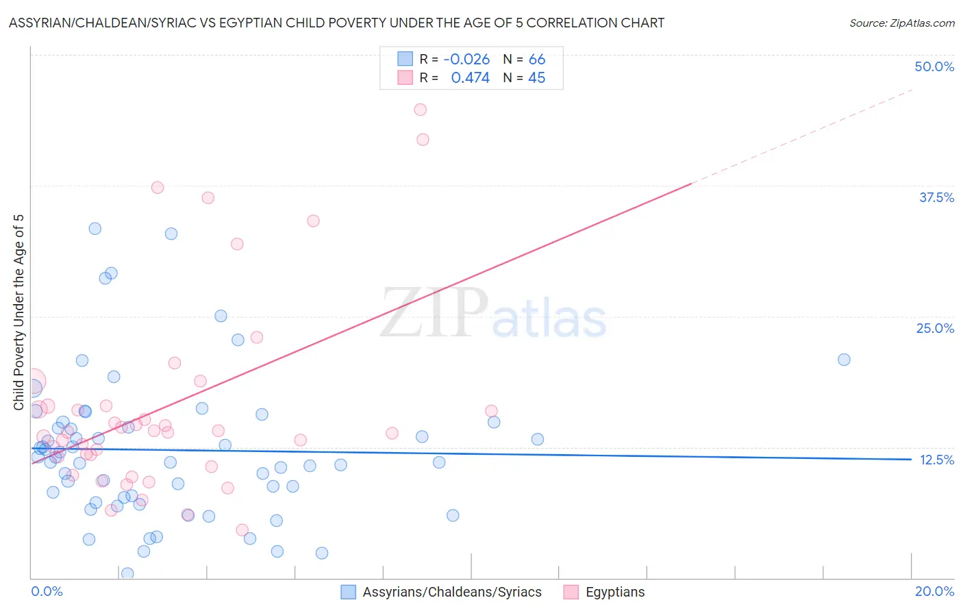 Assyrian/Chaldean/Syriac vs Egyptian Child Poverty Under the Age of 5