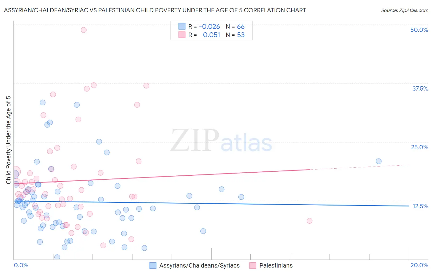 Assyrian/Chaldean/Syriac vs Palestinian Child Poverty Under the Age of 5