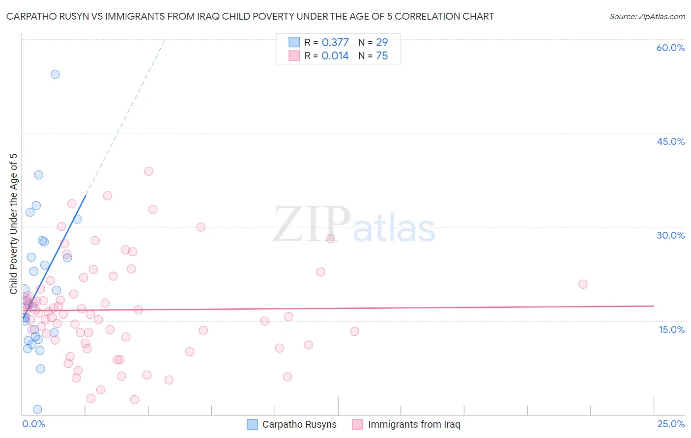 Carpatho Rusyn vs Immigrants from Iraq Child Poverty Under the Age of 5