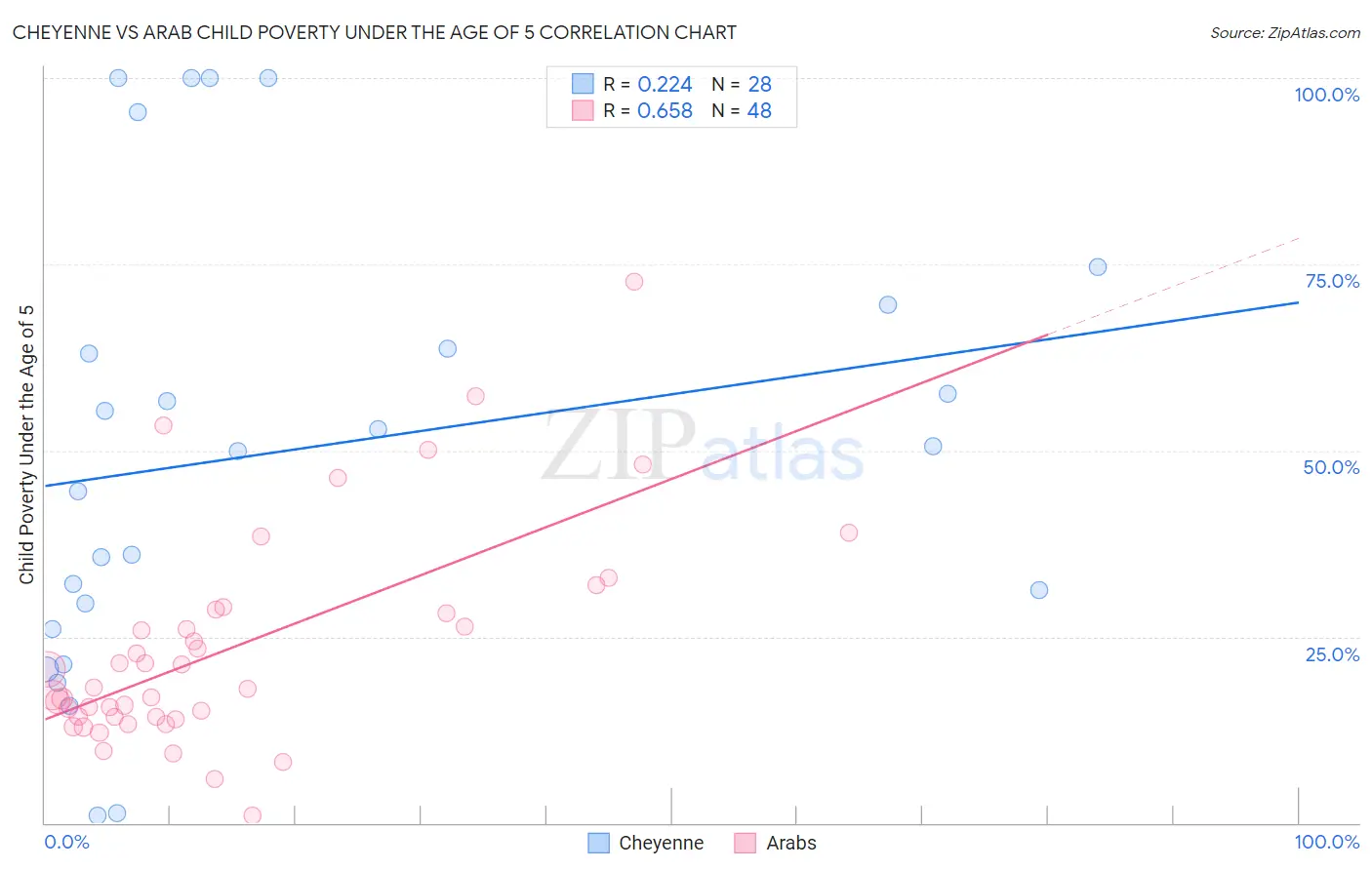 Cheyenne vs Arab Child Poverty Under the Age of 5