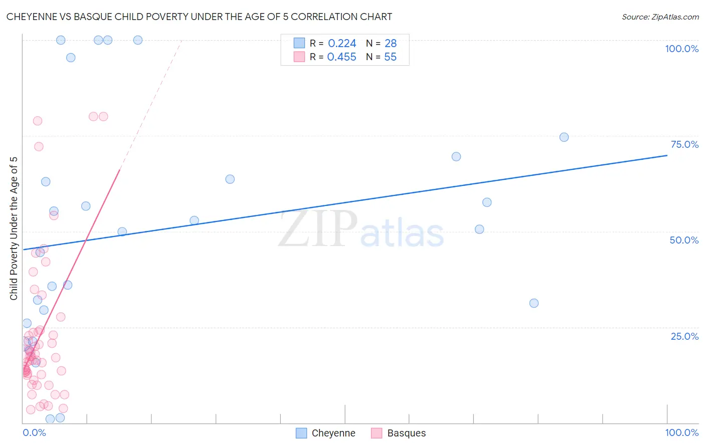 Cheyenne vs Basque Child Poverty Under the Age of 5