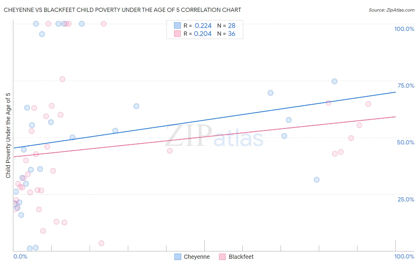 Cheyenne vs Blackfeet Child Poverty Under the Age of 5