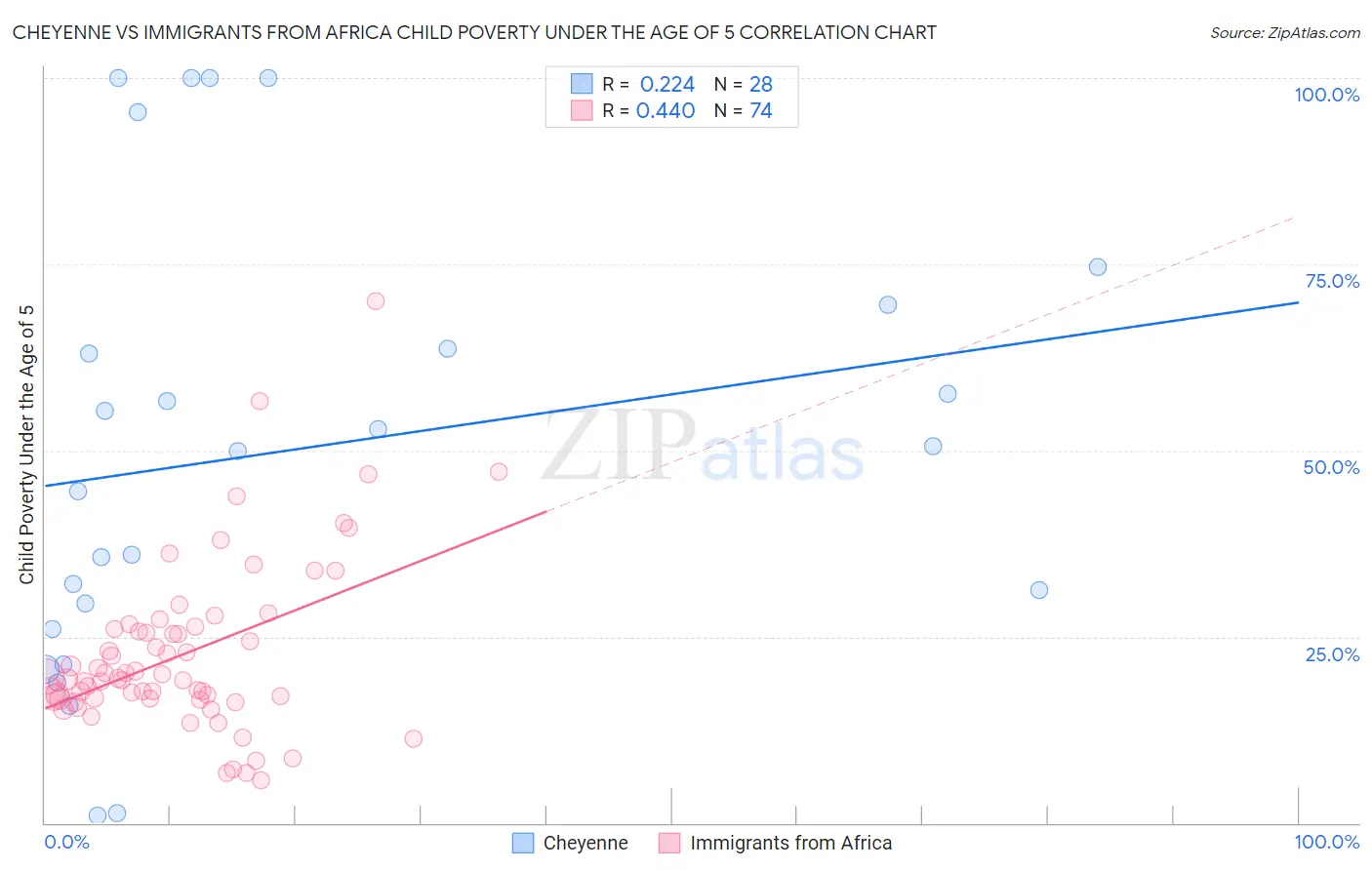 Cheyenne vs Immigrants from Africa Child Poverty Under the Age of 5
