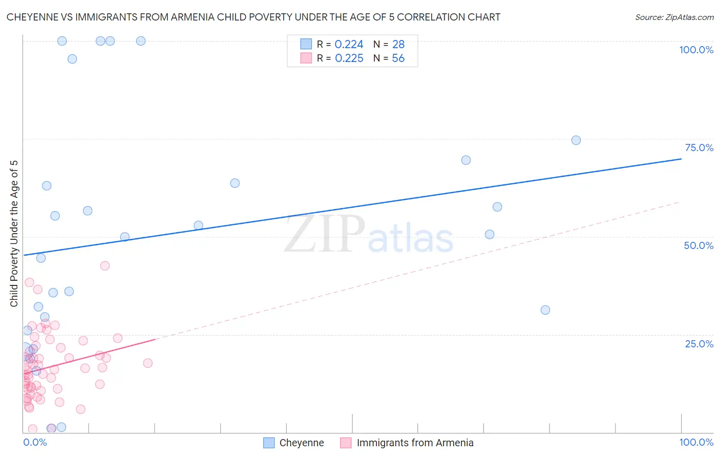 Cheyenne vs Immigrants from Armenia Child Poverty Under the Age of 5