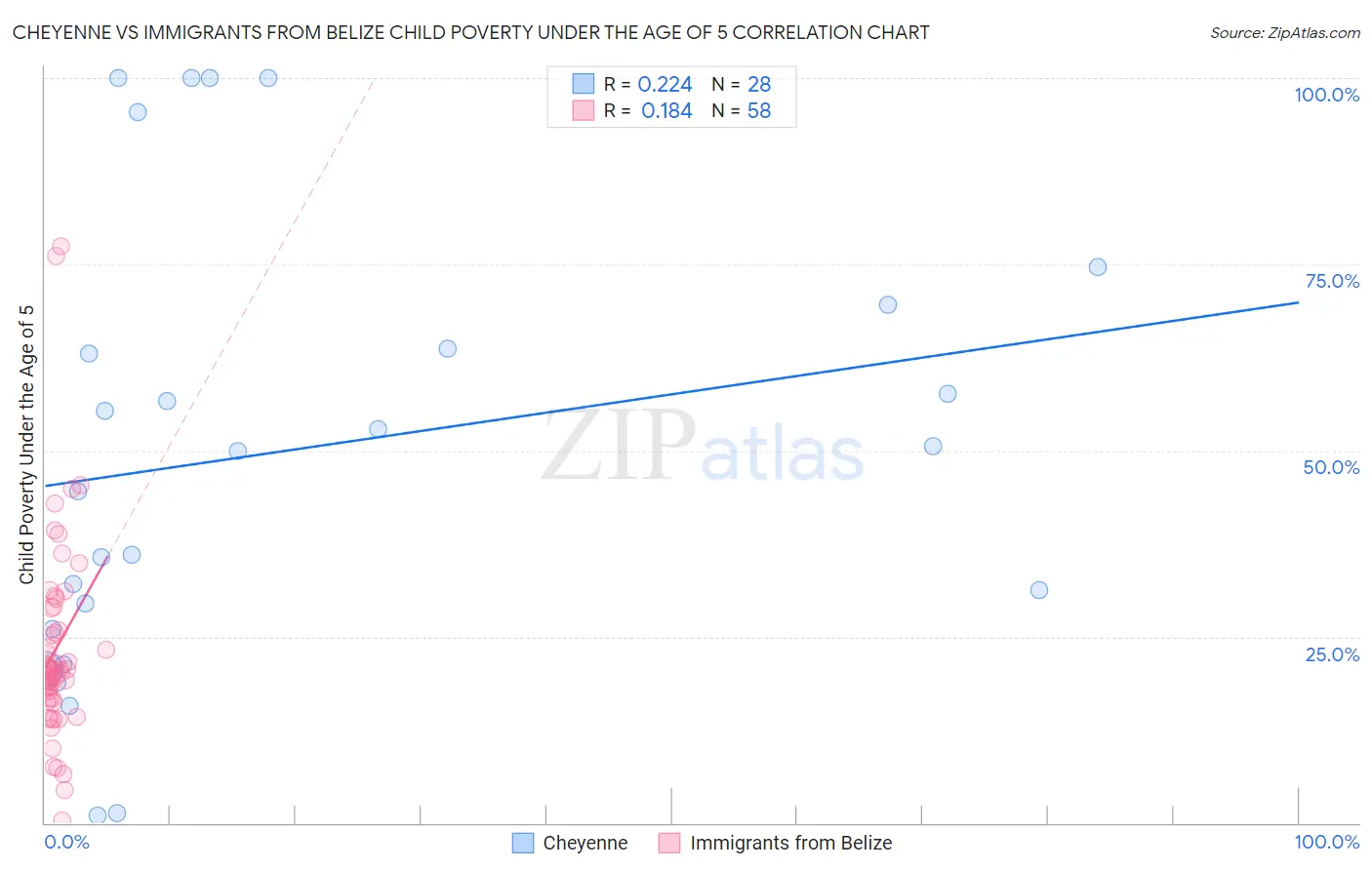 Cheyenne vs Immigrants from Belize Child Poverty Under the Age of 5