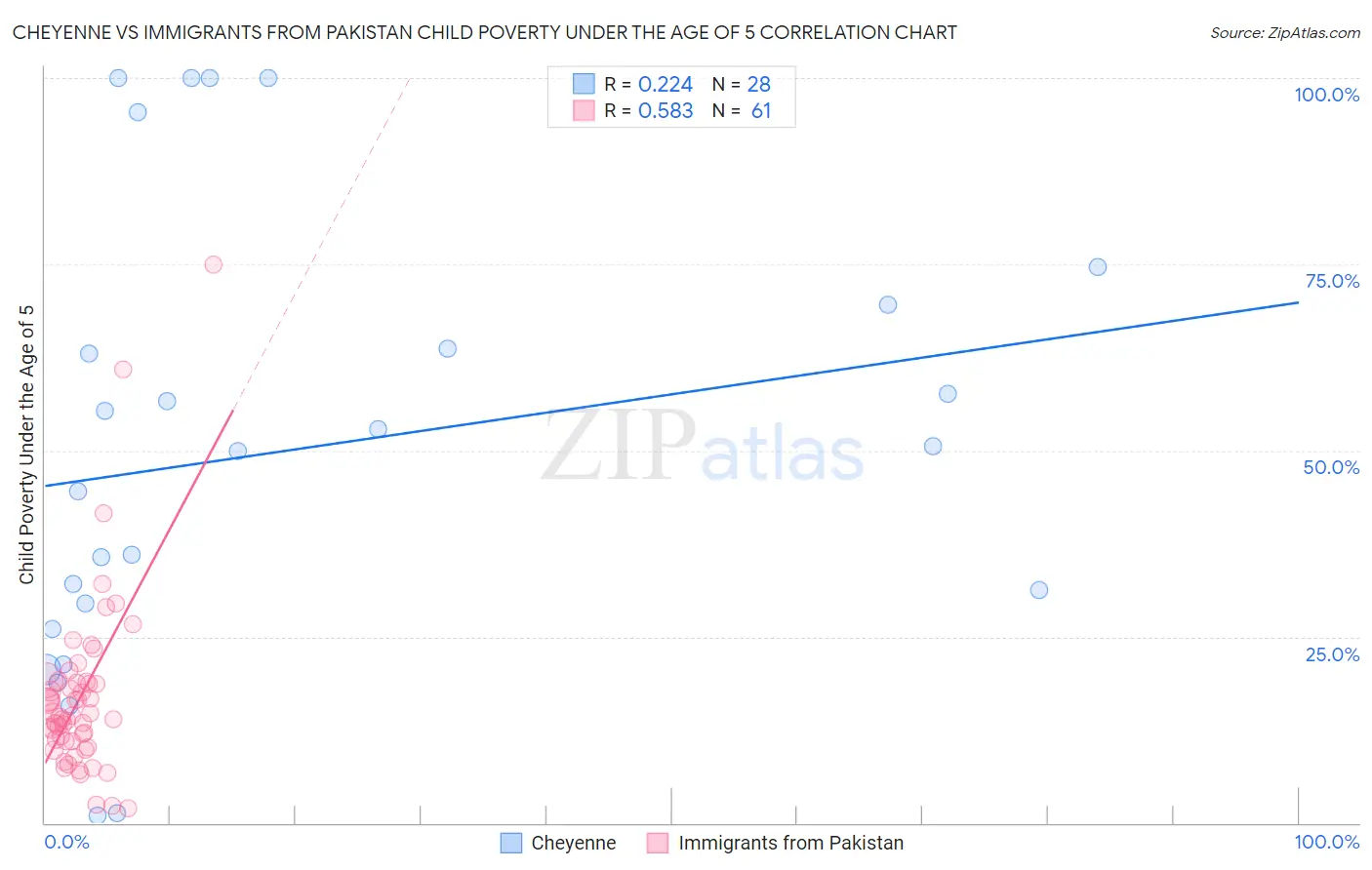 Cheyenne vs Immigrants from Pakistan Child Poverty Under the Age of 5