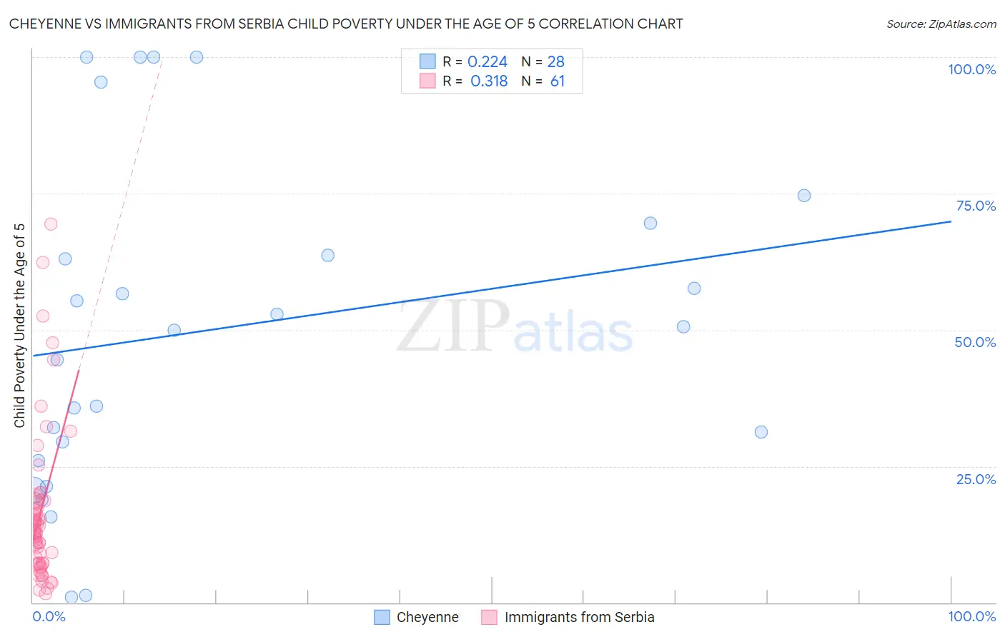 Cheyenne vs Immigrants from Serbia Child Poverty Under the Age of 5