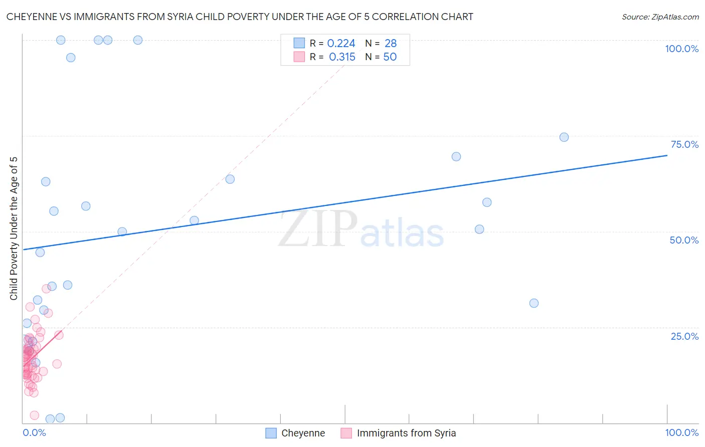 Cheyenne vs Immigrants from Syria Child Poverty Under the Age of 5