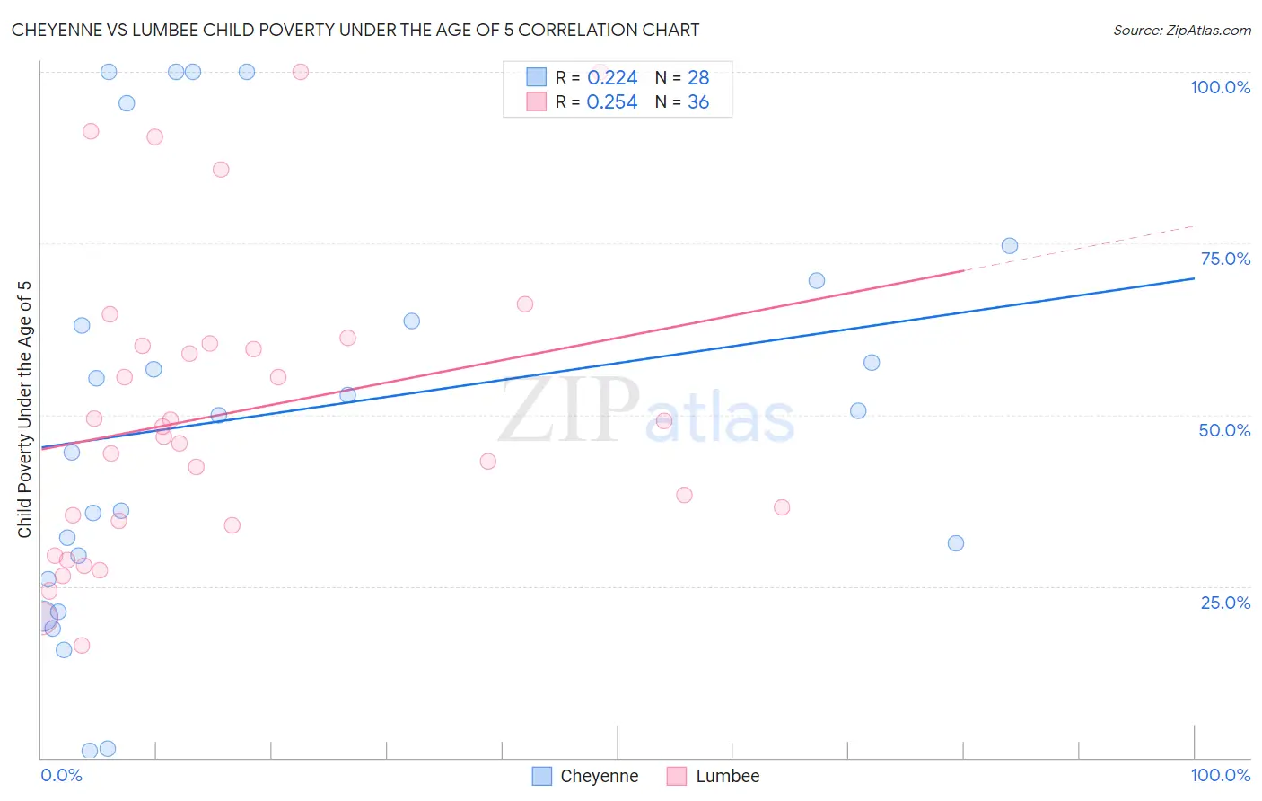Cheyenne vs Lumbee Child Poverty Under the Age of 5