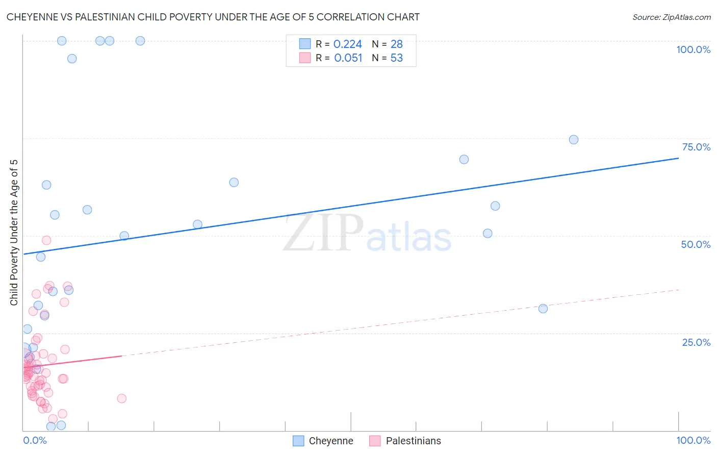Cheyenne vs Palestinian Child Poverty Under the Age of 5