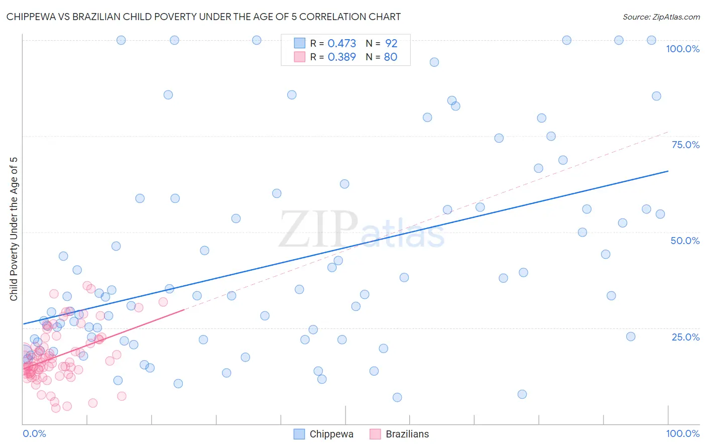 Chippewa vs Brazilian Child Poverty Under the Age of 5