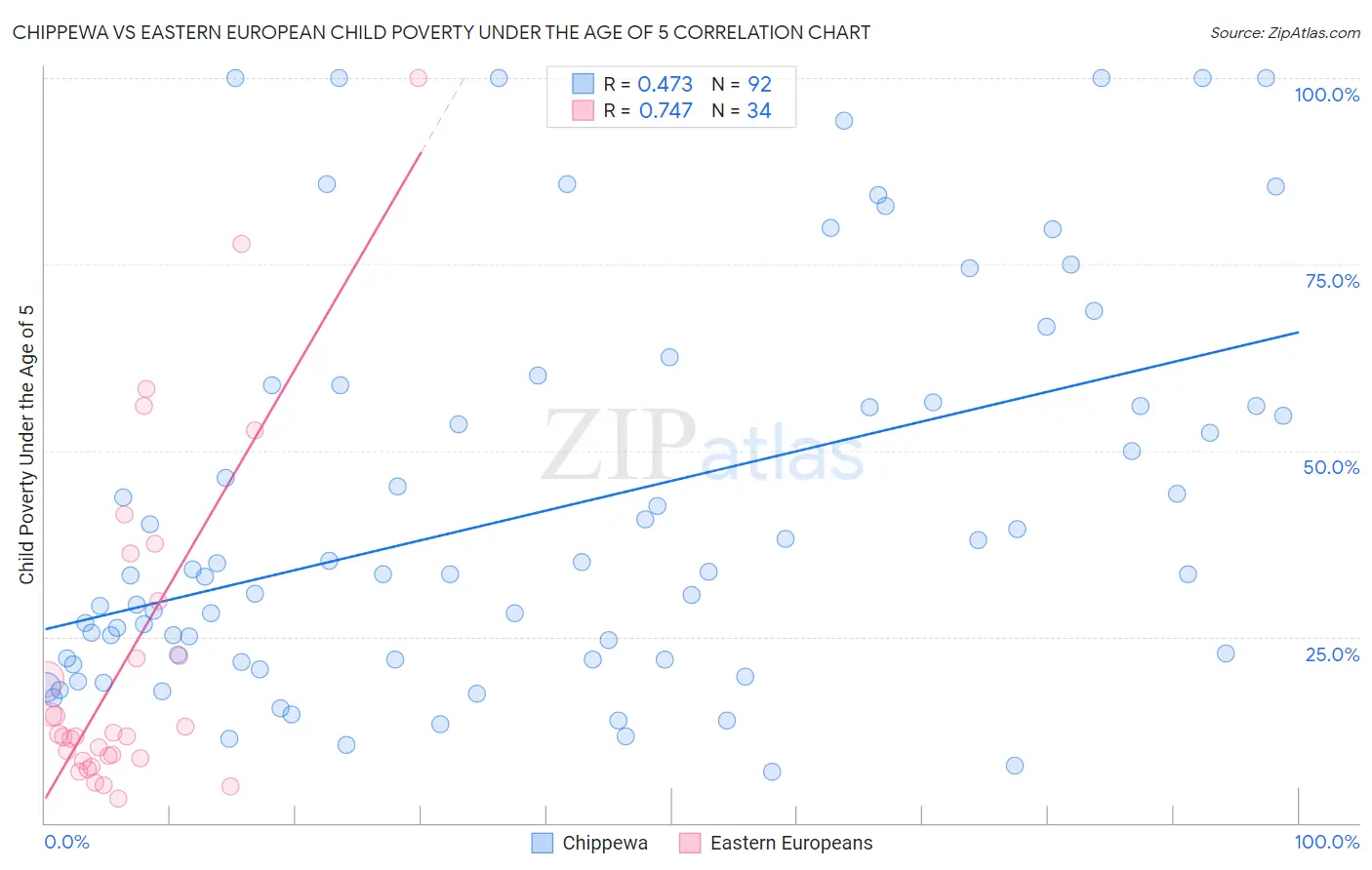 Chippewa vs Eastern European Child Poverty Under the Age of 5