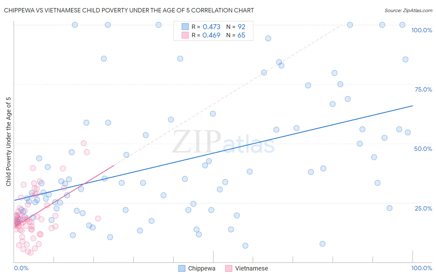 Chippewa vs Vietnamese Child Poverty Under the Age of 5