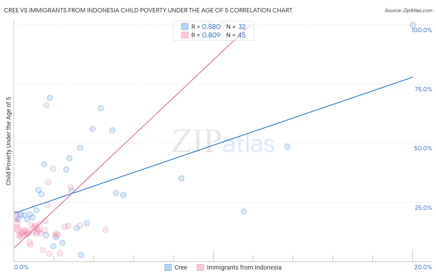 Cree vs Immigrants from Indonesia Child Poverty Under the Age of 5