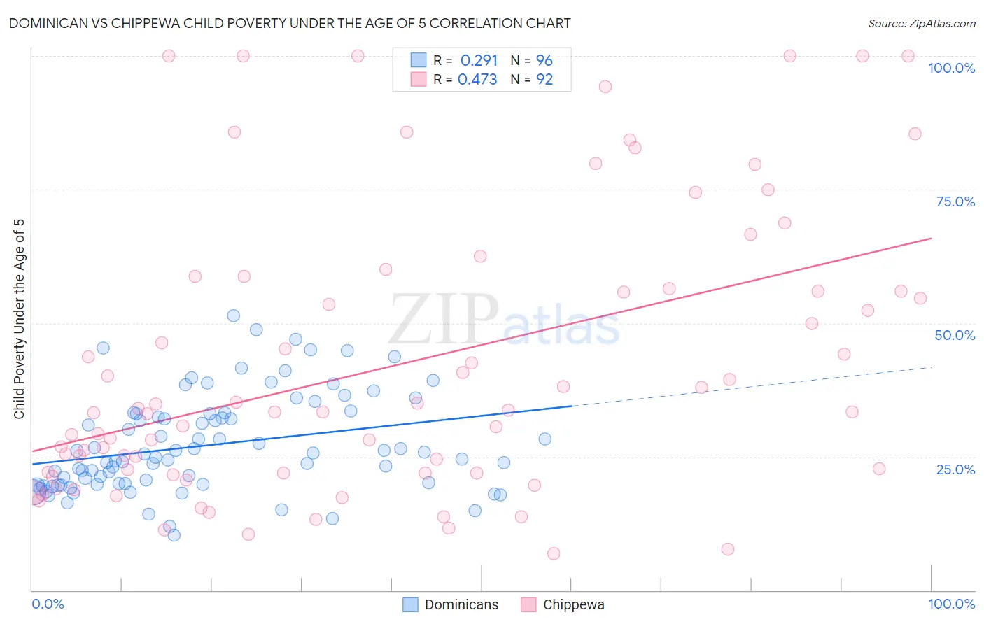 Dominican vs Chippewa Child Poverty Under the Age of 5