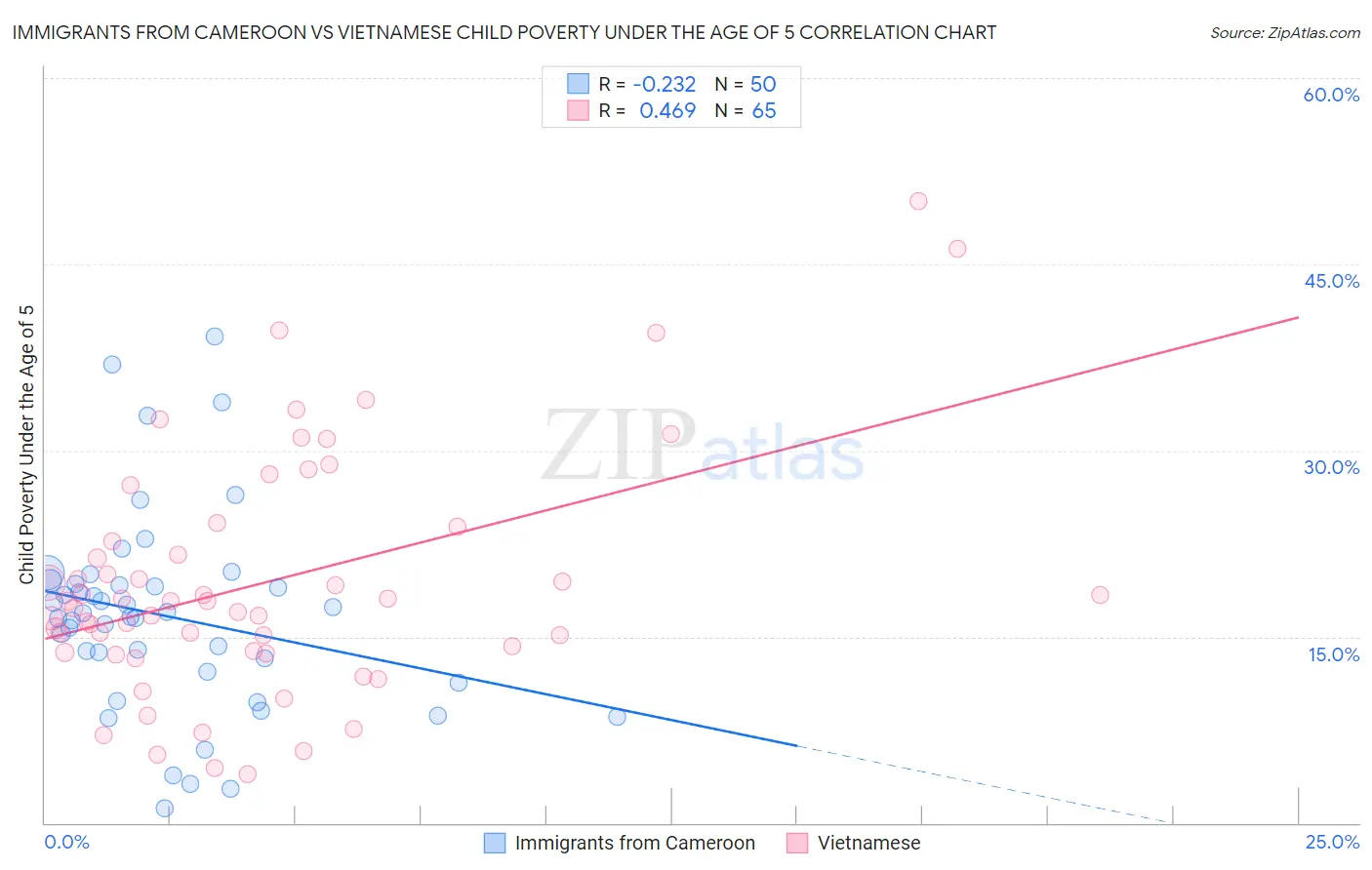 Immigrants from Cameroon vs Vietnamese Child Poverty Under the Age of 5