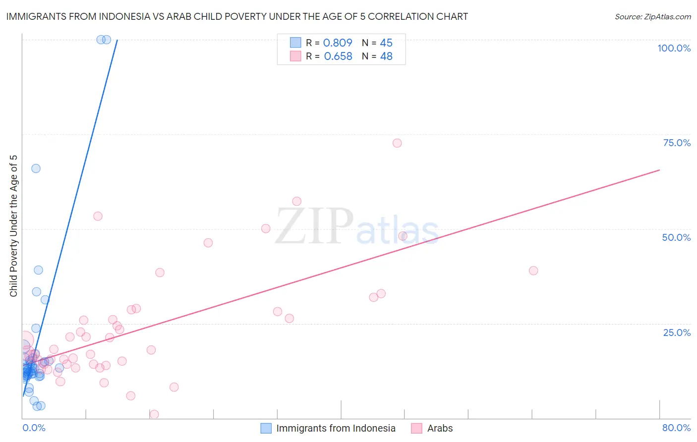 Immigrants from Indonesia vs Arab Child Poverty Under the Age of 5