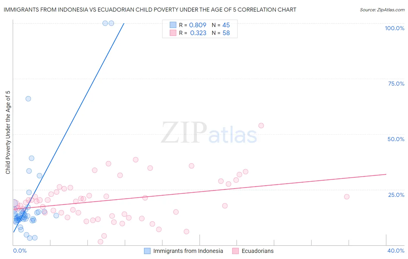 Immigrants from Indonesia vs Ecuadorian Child Poverty Under the Age of 5