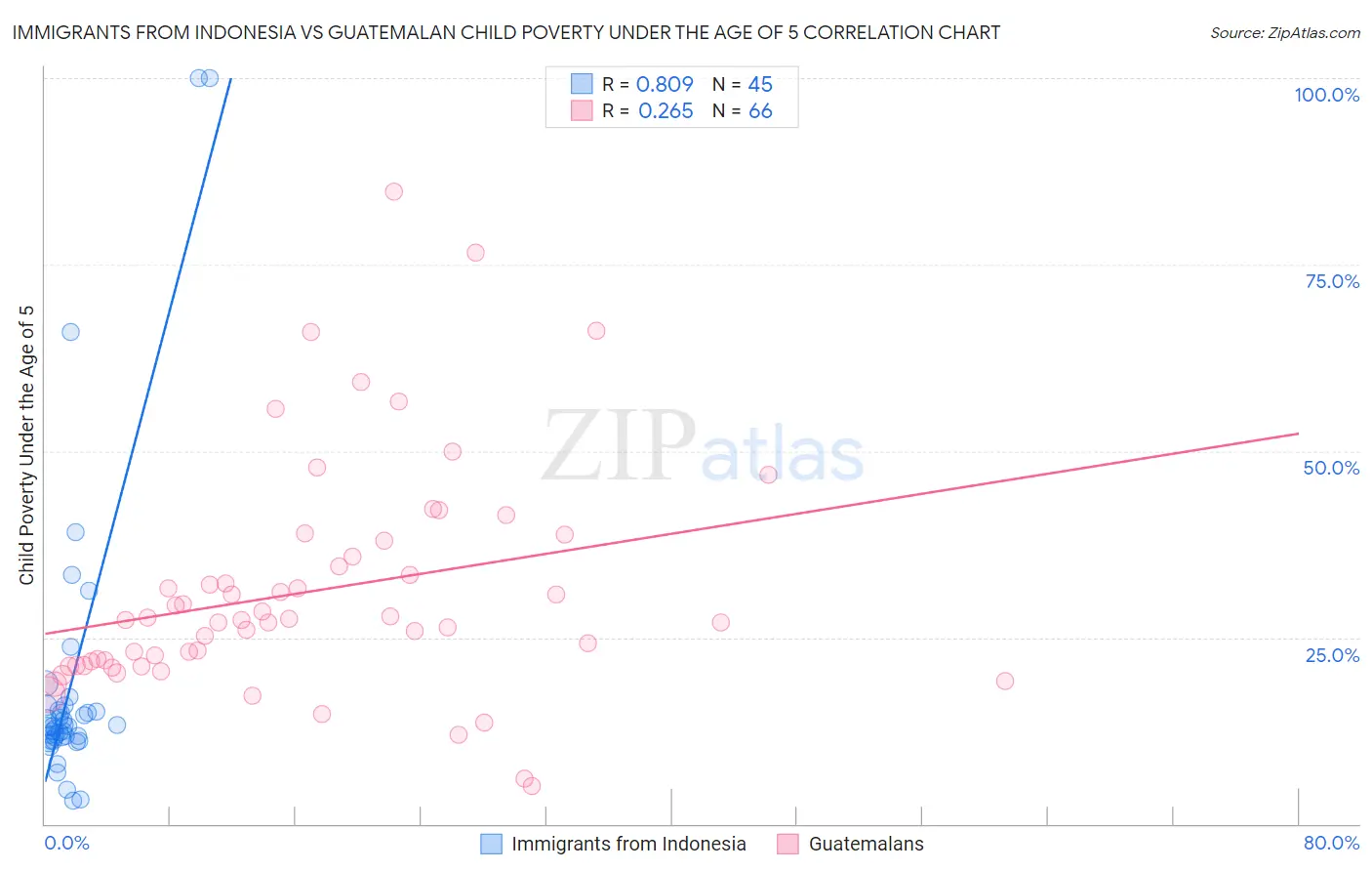 Immigrants from Indonesia vs Guatemalan Child Poverty Under the Age of 5