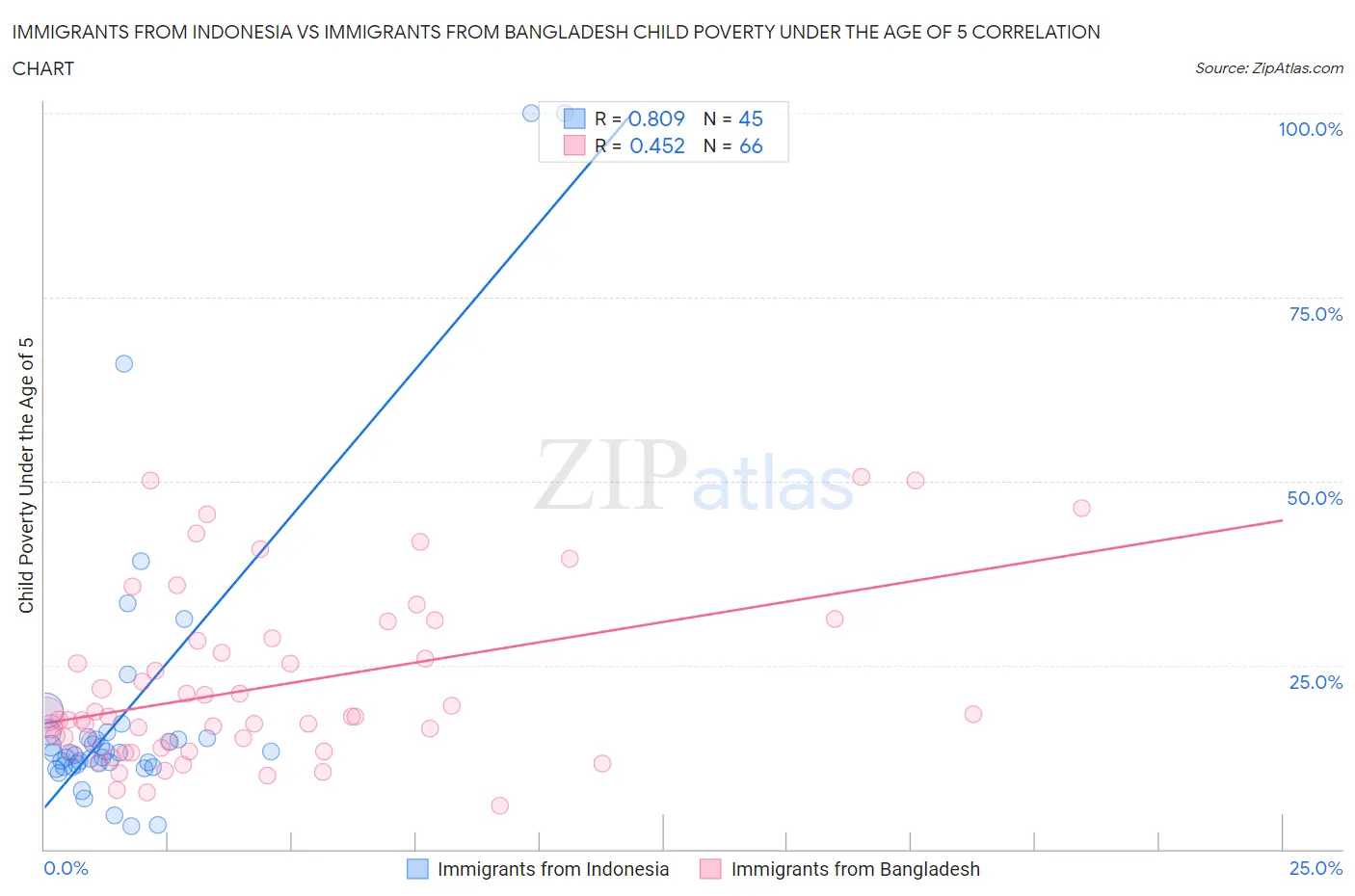 Immigrants from Indonesia vs Immigrants from Bangladesh Child Poverty Under the Age of 5