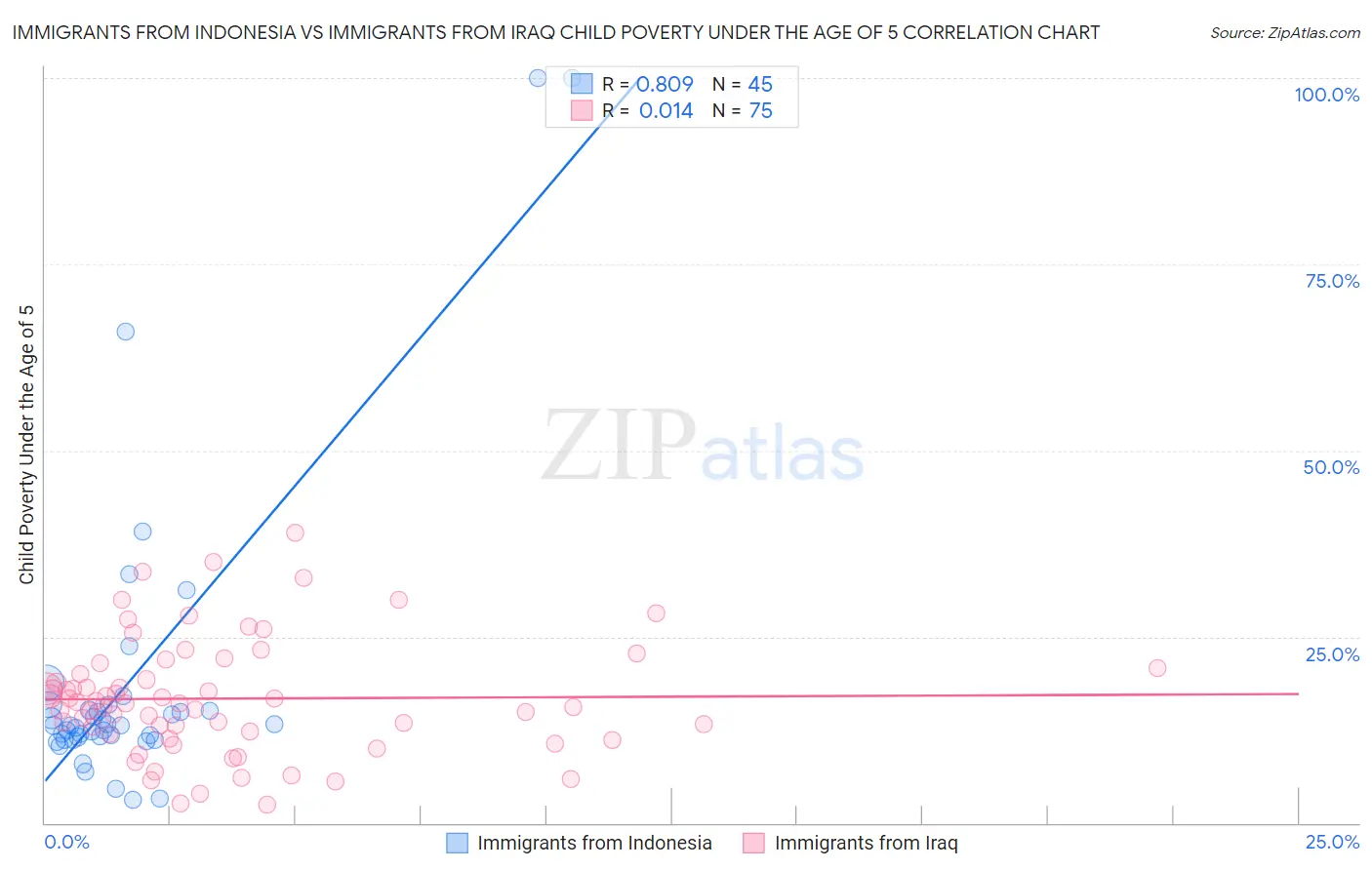 Immigrants from Indonesia vs Immigrants from Iraq Child Poverty Under the Age of 5