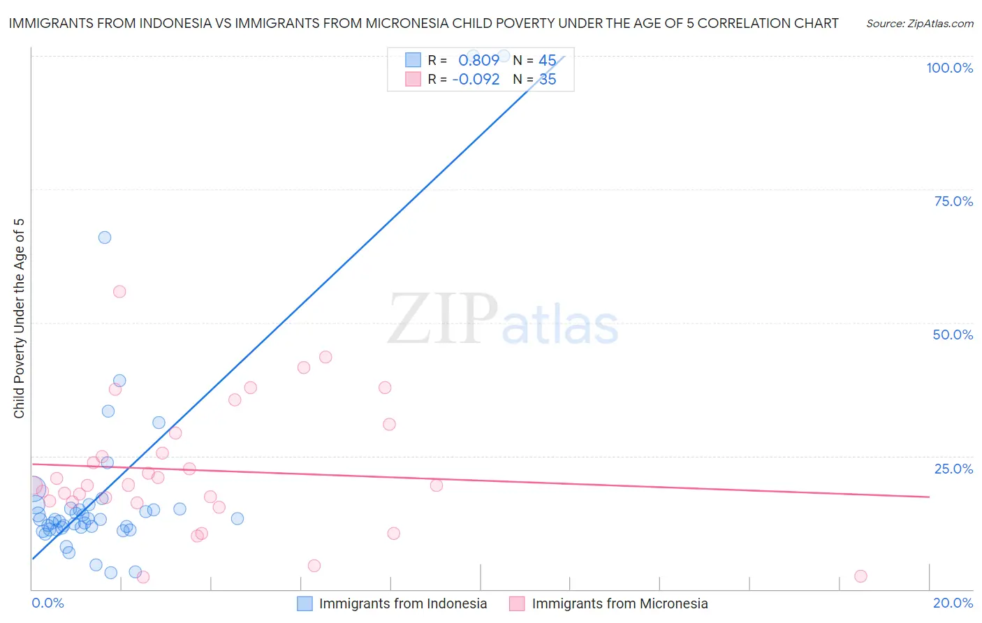 Immigrants from Indonesia vs Immigrants from Micronesia Child Poverty Under the Age of 5