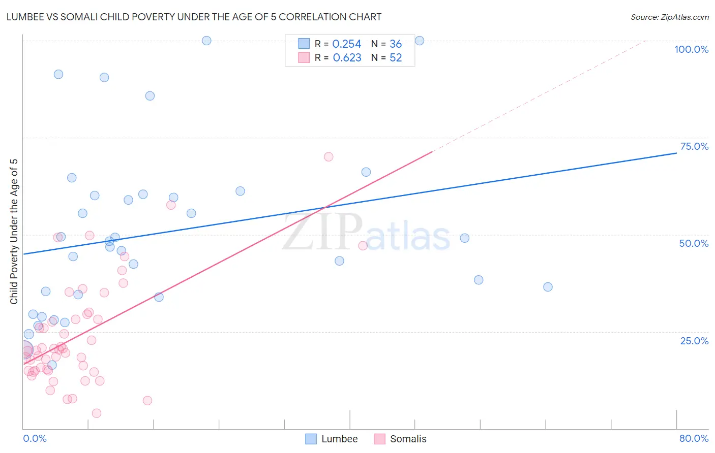 Lumbee vs Somali Child Poverty Under the Age of 5