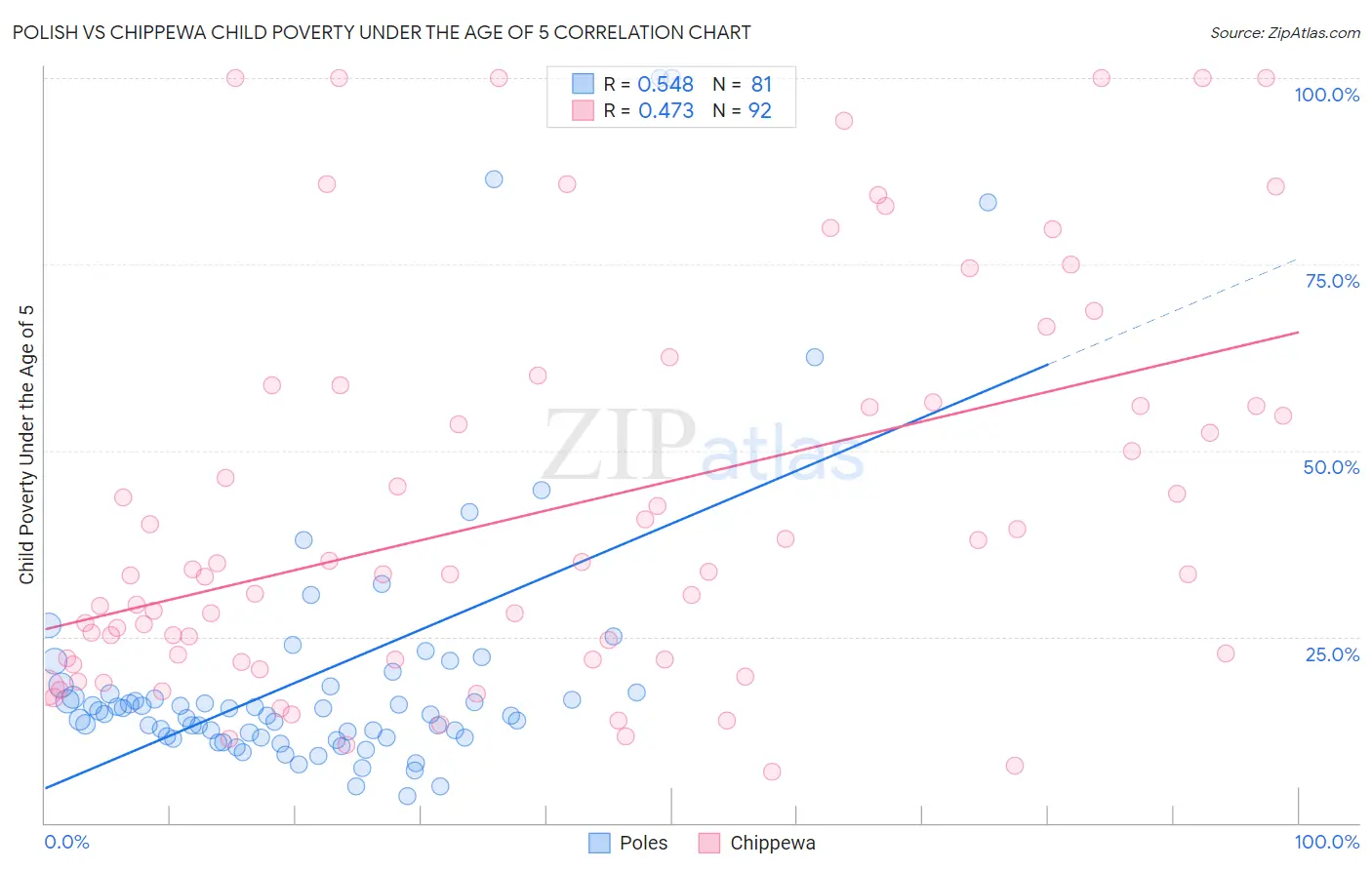 Polish vs Chippewa Child Poverty Under the Age of 5