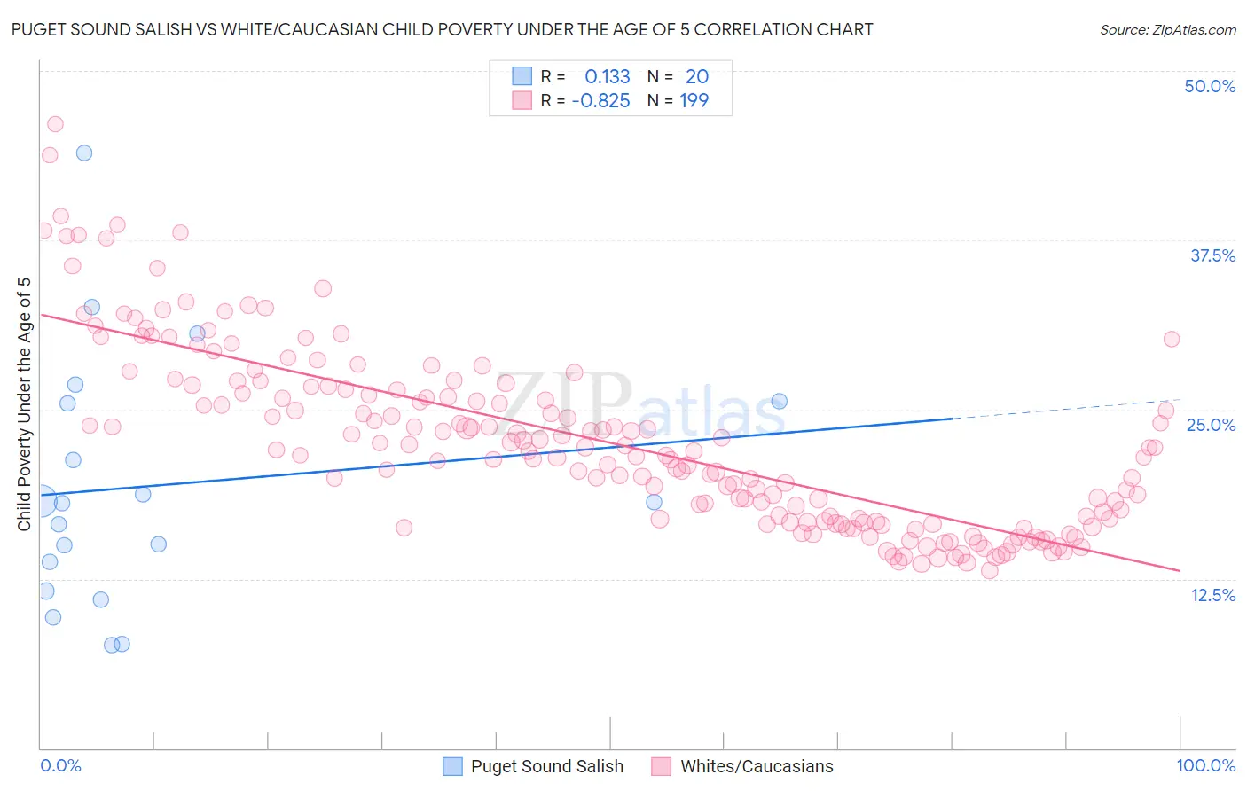 Puget Sound Salish vs White/Caucasian Child Poverty Under the Age of 5