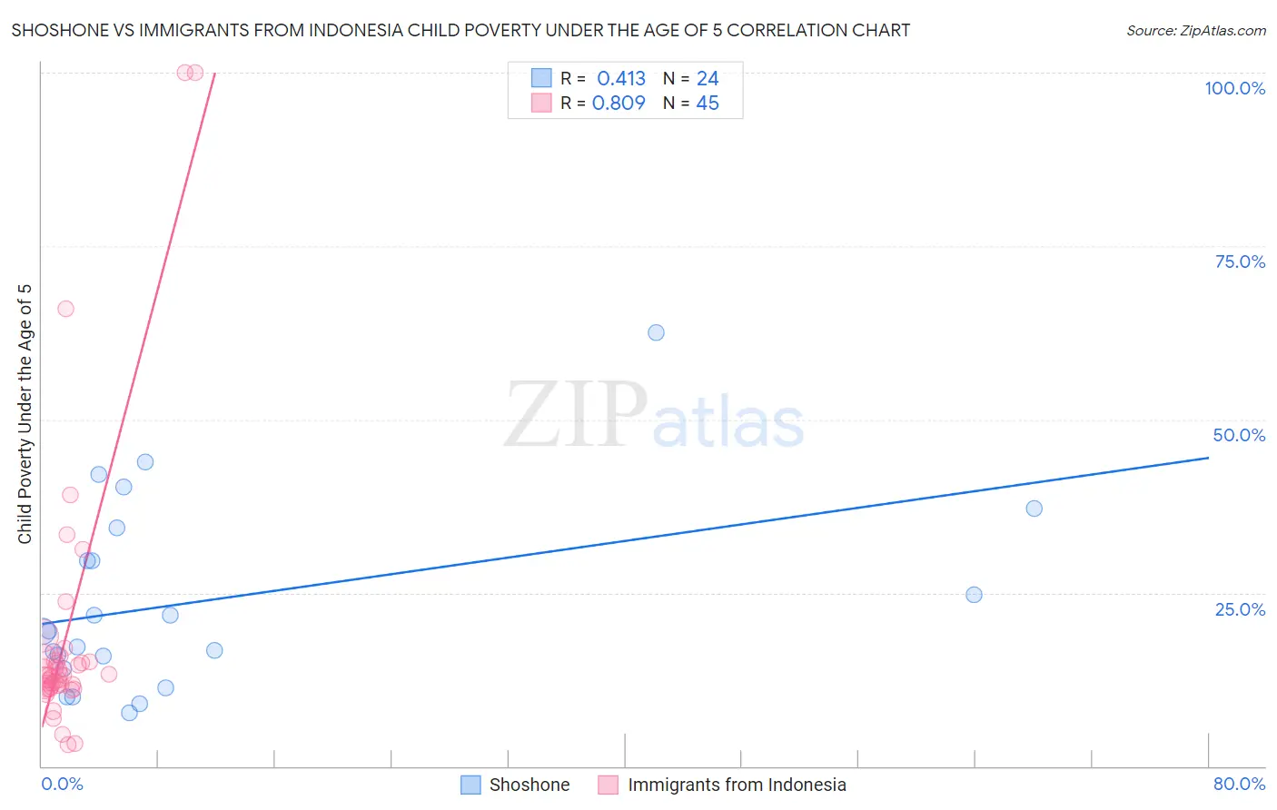 Shoshone vs Immigrants from Indonesia Child Poverty Under the Age of 5