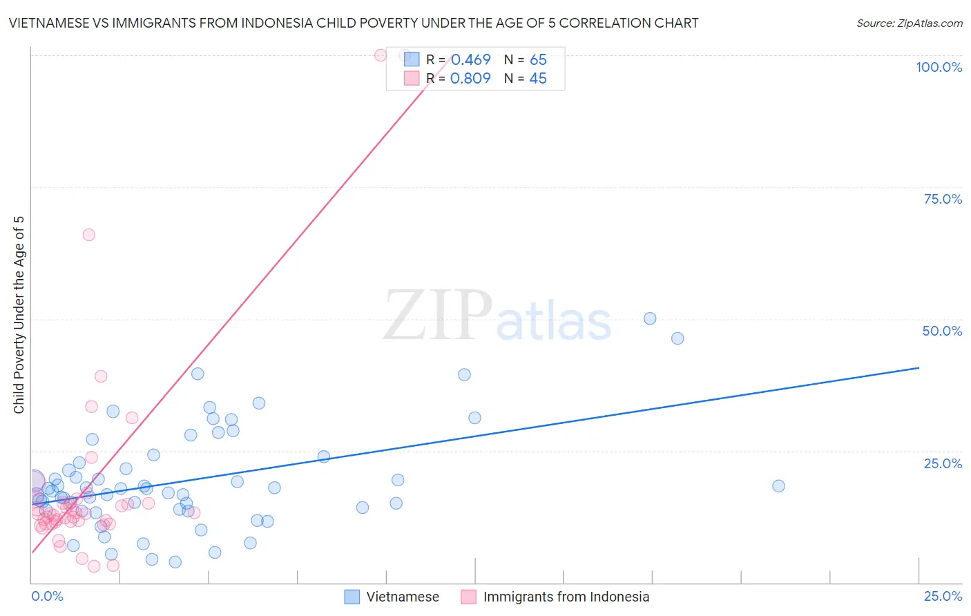 Vietnamese vs Immigrants from Indonesia Child Poverty Under the Age of 5