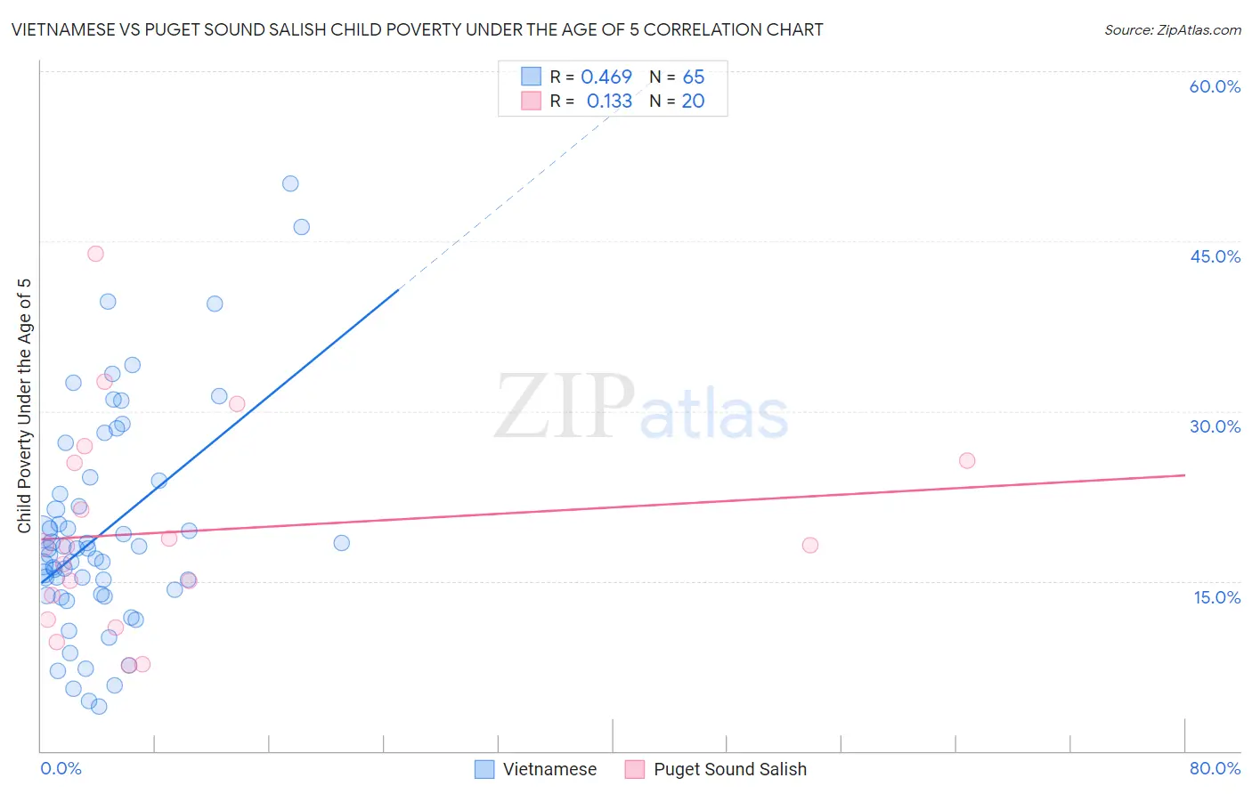 Vietnamese vs Puget Sound Salish Child Poverty Under the Age of 5