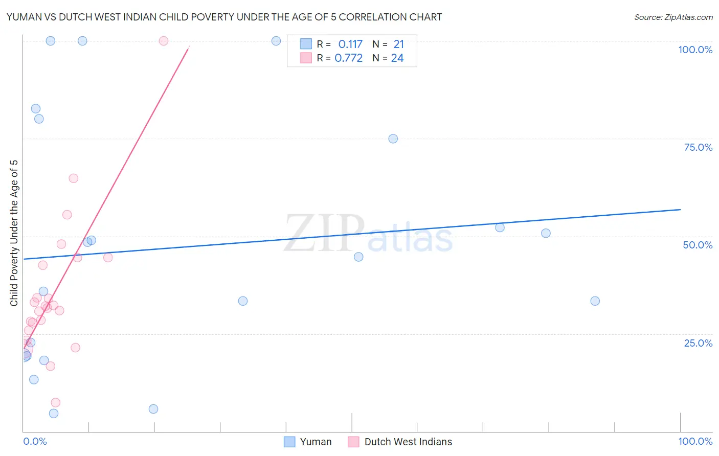 Yuman vs Dutch West Indian Child Poverty Under the Age of 5