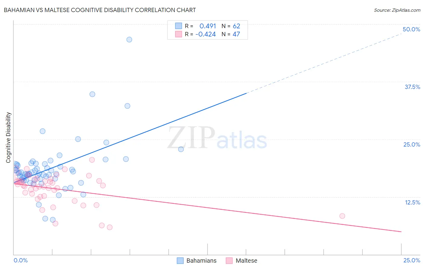 Bahamian vs Maltese Cognitive Disability