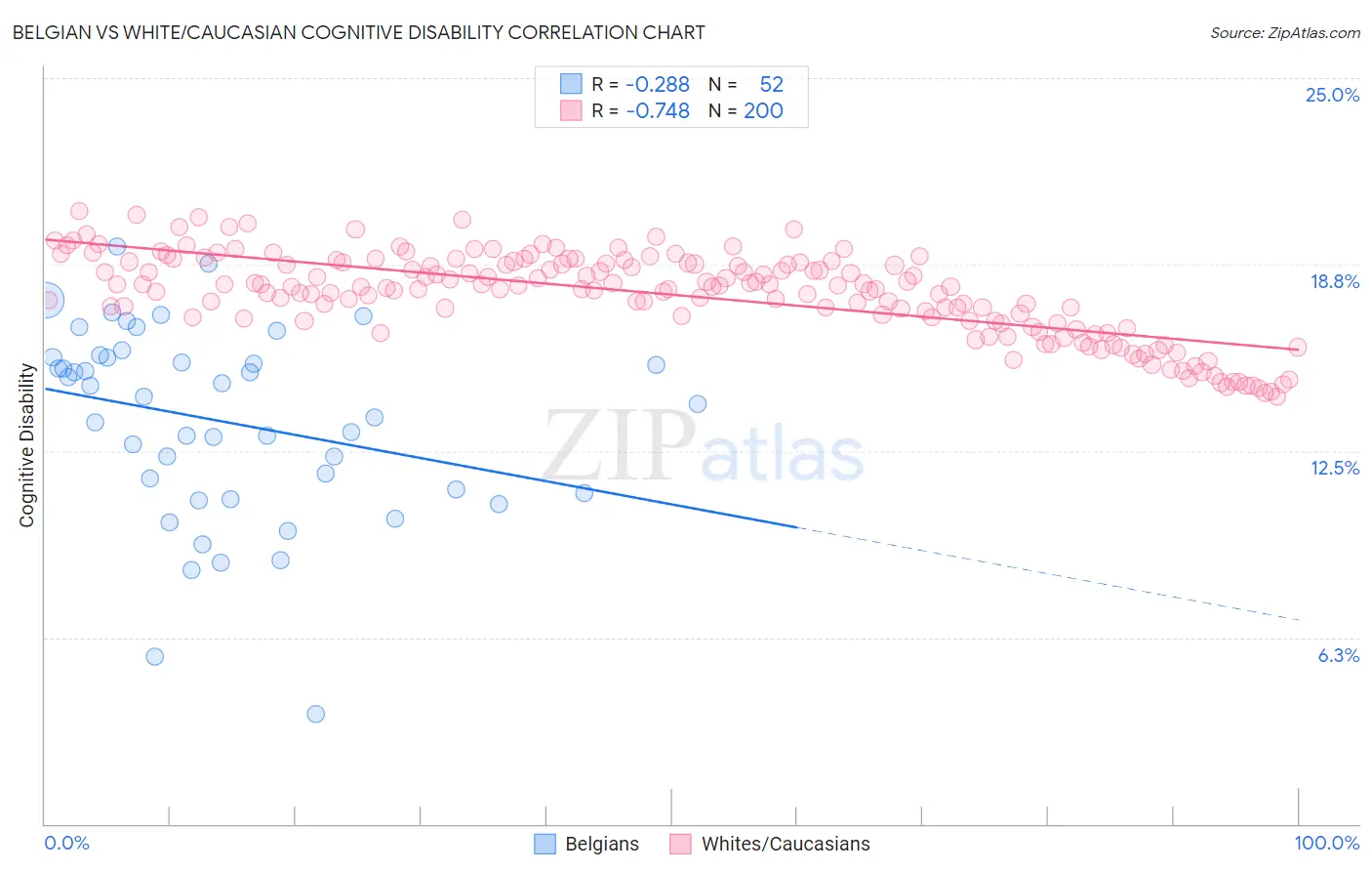 Belgian vs White/Caucasian Cognitive Disability